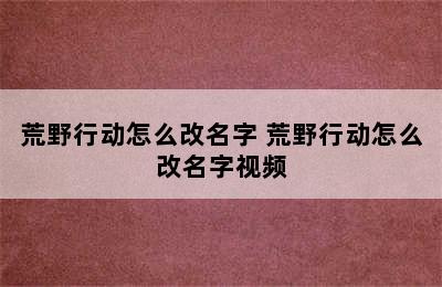 荒野行动怎么改名字 荒野行动怎么改名字视频